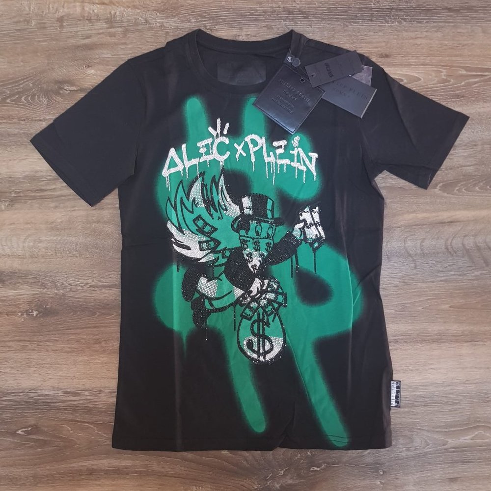 Alec & Plein Logo Printed Black T-Shirt